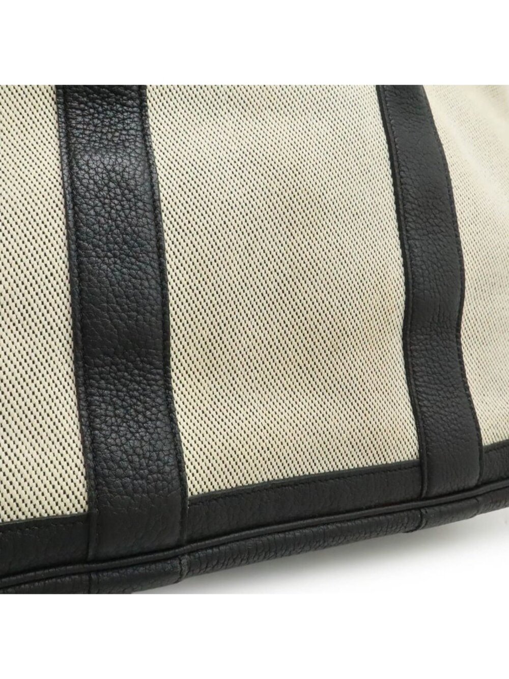 Hermes Garden Party PM Tote Canvas Leather Off White Black Silver - Picture 8 of 8